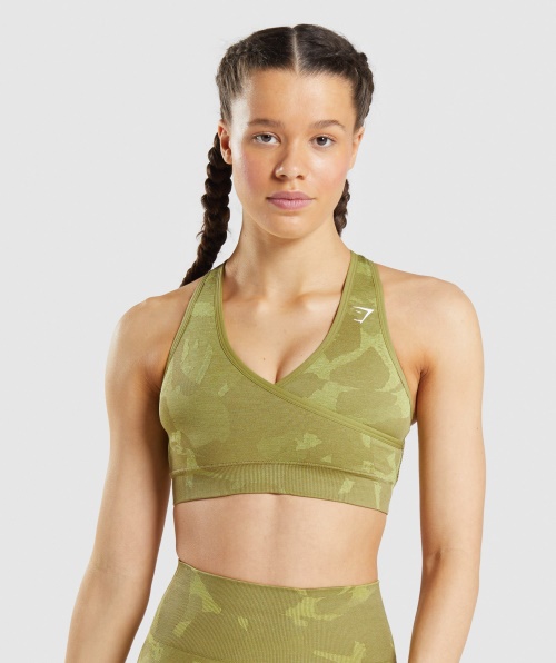 Gymshark Adapte Sutiã Esportivo Sem Costura Camuflado Verde Savanna-griffin