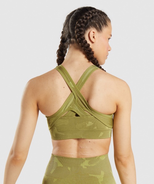 Gymshark Adapte Sutiã Esportivo Sem Costura Camuflado Verde Savanna-griffin