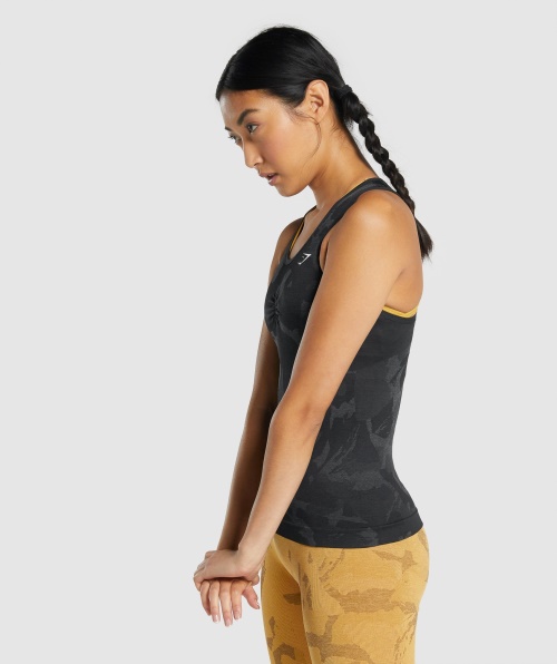 Gymshark Adapt Camo Tanque Sem Costura Savanna-black
