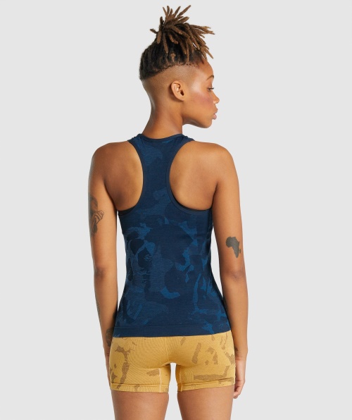 Gymshark Adapt Camo Tanque Sem Costura Savanna-navy
