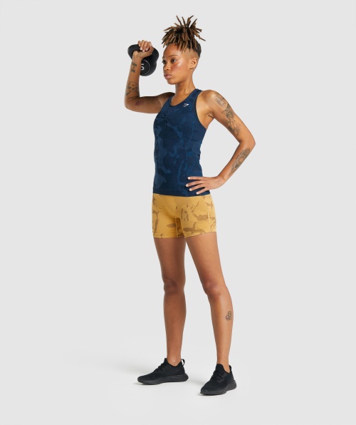Gymshark Adapt Camo Tanque Sem Costura Savanna-navy