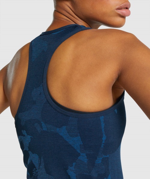 Gymshark Adapt Camo Tanque Sem Costura Savanna-navy