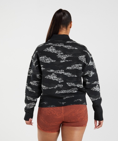 Gymshark Adapt Casaco Camuflado Sem Costura Lava-preto-cinza Claro