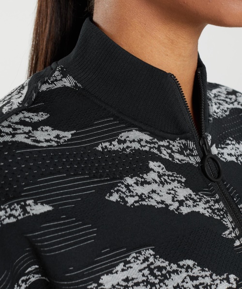 Gymshark Adapt Casaco Camuflado Sem Costura Lava-preto-cinza Claro