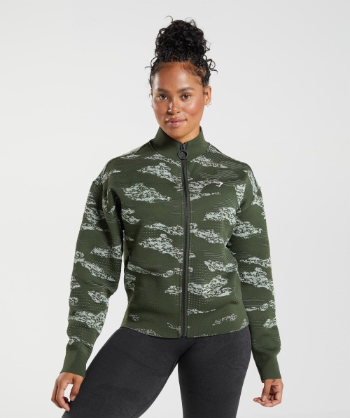 Gymshark Adapt Casaco Camuflado Sem Costura Lava-musgo Verde Oliva