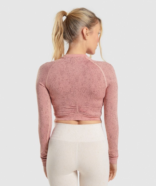 Gymshark Adapt Fleck Top Cropped Manga Longa Sem Costura Mineral-paige Rosa