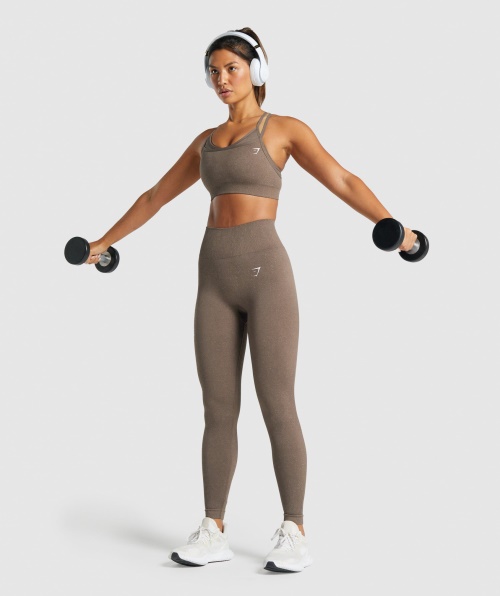 Gymshark Adapt Fleck Sem Costura Sutiã Esportivo Marrom Mineral