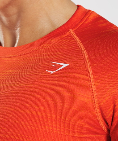 Gymshark Adapt Marl Top Cropped Manga Longa Sem Costura Vlt-pimenta Laranja Picante