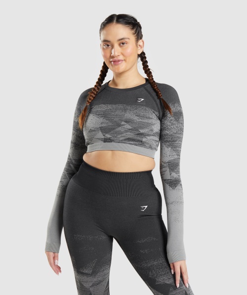 Gymshark Adapt Top Cropped Ombre Triangular Preto