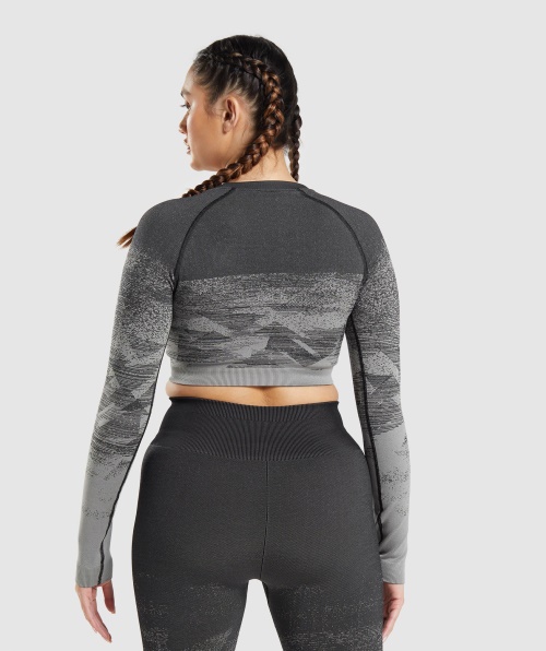 Gymshark Adapt Top Cropped Ombre Triangular Preto