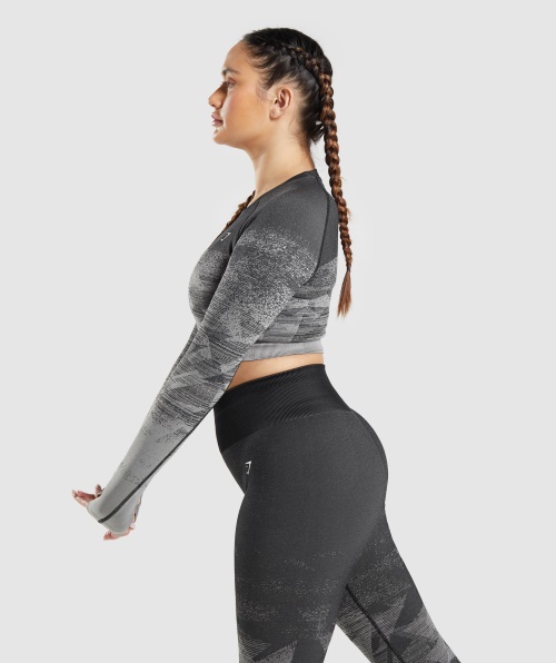Gymshark Adapt Top Cropped Ombre Triangular Preto