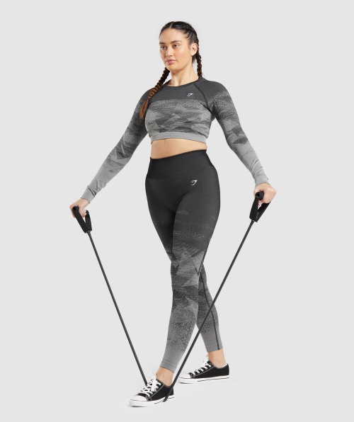 Gymshark Adapt Top Cropped Ombre Triangular Preto