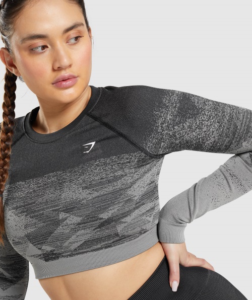 Gymshark Adapt Top Cropped Ombre Triangular Preto