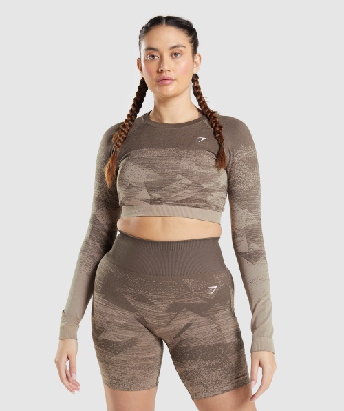 Gymshark Adapt Top Ombre Cropped Triangular-penny Brown
