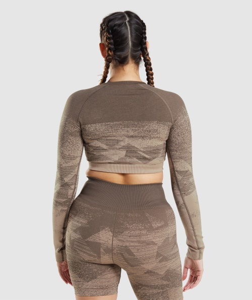 Gymshark Adapt Top Ombre Cropped Triangular-penny Brown