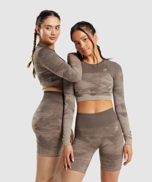 Gymshark Adapt Top Ombre Cropped Triangular-penny Brown