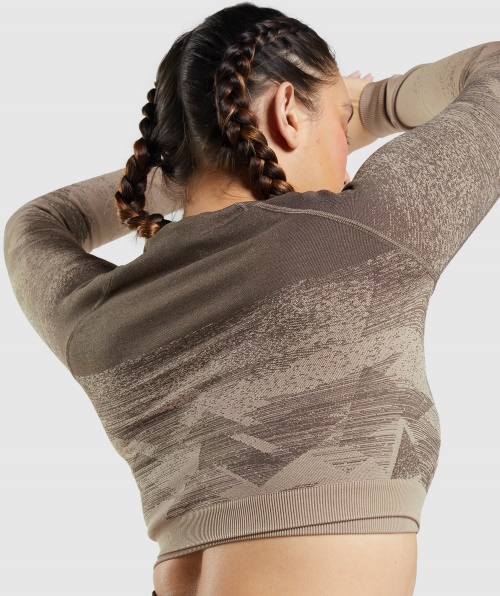 Gymshark Adapt Top Ombre Cropped Triangular-penny Brown