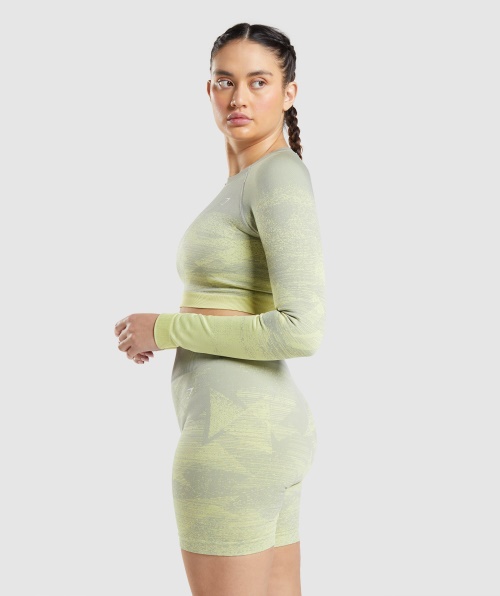 Gymshark Adapt Top Ombre Cropped Triângulo Cinza Taupe