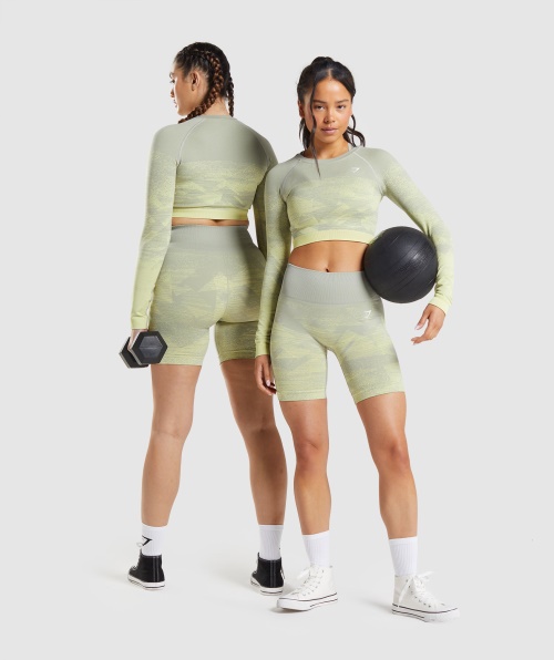 Gymshark Adapt Top Ombre Cropped Triângulo Cinza Taupe