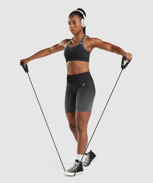 Gymshark Adapt Calção De Ciclismo Sem Costura Ombre Preto-cinza