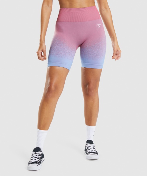 Gymshark Adapt Ombre Shorts De Ciclismo Sem Costura Rosa Rosa Claro Azul