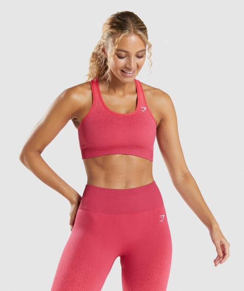 Gymshark Adapt Ombre Sutiã Esportivo Sem Costura Rosa-vermelho