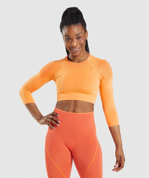 Top Cropped Sem Costura Gymshark Apex Damasco Laranja-mamão Laranja