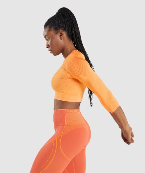 Top Cropped Sem Costura Gymshark Apex Damasco Laranja-mamão Laranja