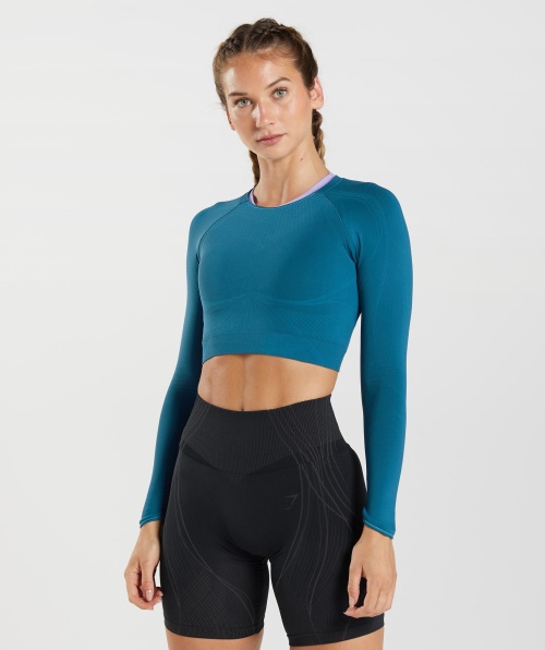 Top Cropped Sem Costura Gymshark Apex Atlantic Blue-shark Blue