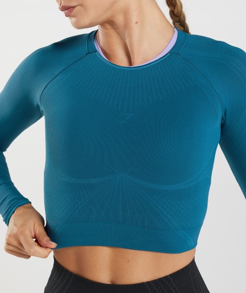 Top Cropped Sem Costura Gymshark Apex Atlantic Blue-shark Blue