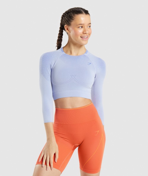 Top Cropped Sem Costura Gymshark Apex Lavanda Azul-quadra Azul
