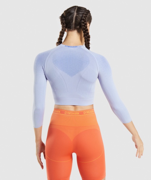 Top Cropped Sem Costura Gymshark Apex Lavanda Azul-quadra Azul