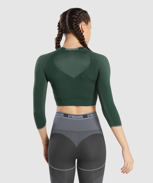Top Cropped Sem Costura Gymshark Apex Verde Obsidiana Verde Pepino