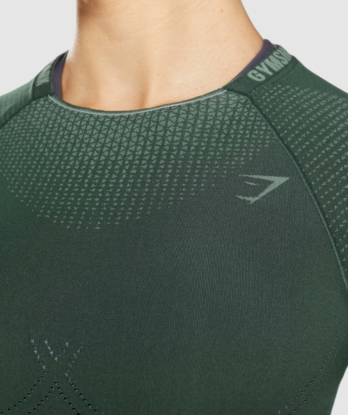 Top Cropped Sem Costura Gymshark Apex Verde Obsidiana Verde Pepino
