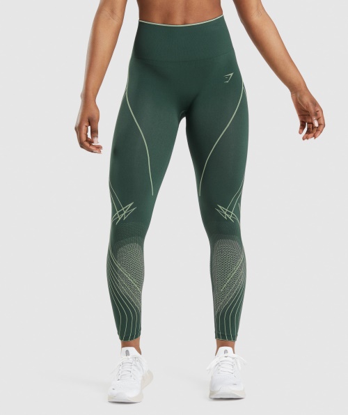 Leggings De Cintura Alta Sem Costura Gymshark Apex Verde-pepino Verde Obsidiana