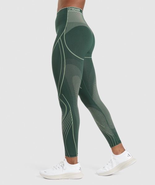 Leggings De Cintura Alta Sem Costura Gymshark Apex Verde-pepino Verde Obsidiana