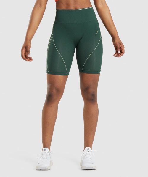Gymshark Apex Sem Costura Cintura Alta Curto Obsidiana Verde-pepino Verde