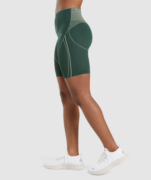 Gymshark Apex Sem Costura Cintura Alta Curto Obsidiana Verde-pepino Verde