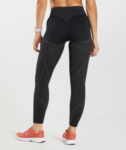 Legging Sem Costura Gymshark Apex Cinza Preto-ônix