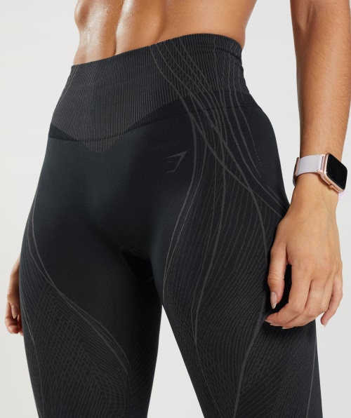 Legging Sem Costura Gymshark Apex Cinza Preto-ônix