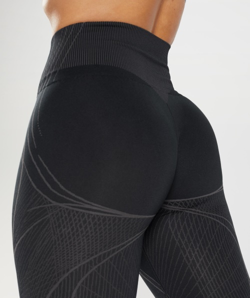 Legging Sem Costura Gymshark Apex Cinza Preto-ônix