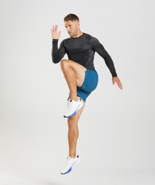 Camiseta De Manga Longa Sem Costura Gymshark Apex Cinza Silhueta Preta