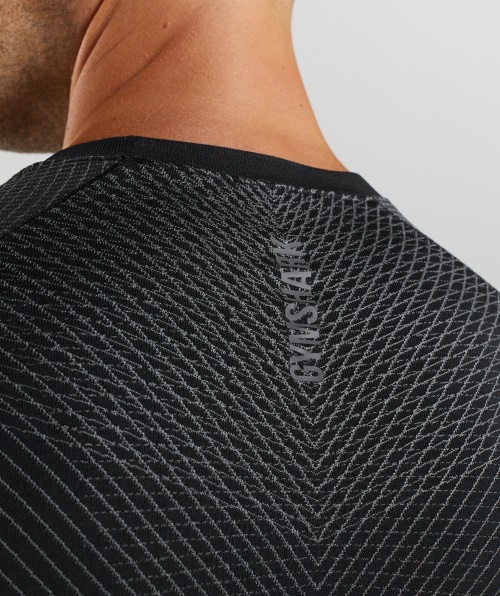 Camiseta De Manga Longa Sem Costura Gymshark Apex Cinza Silhueta Preta