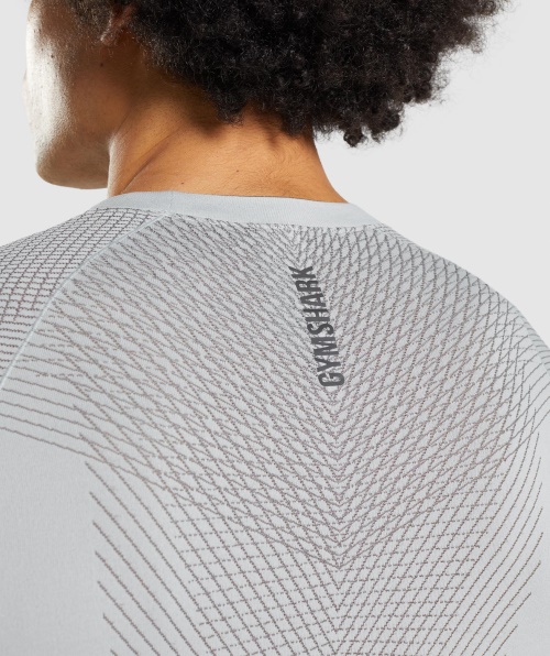 Camiseta De Manga Longa Sem Costura Gymshark Apex Cinza Claro-ônix Cinza