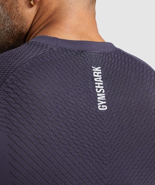 Camiseta De Manga Longa Sem Costura Gymshark Apex Rico Roxo-preto