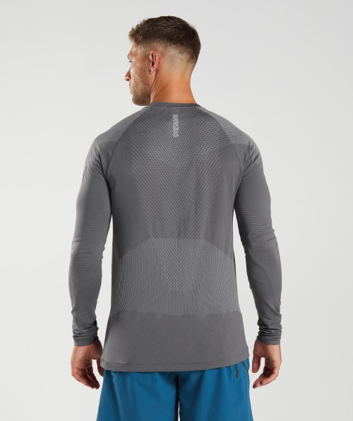 Gymshark Apex Sem Costura Camiseta Manga Longa Silhueta Cinza Esfumaçado
