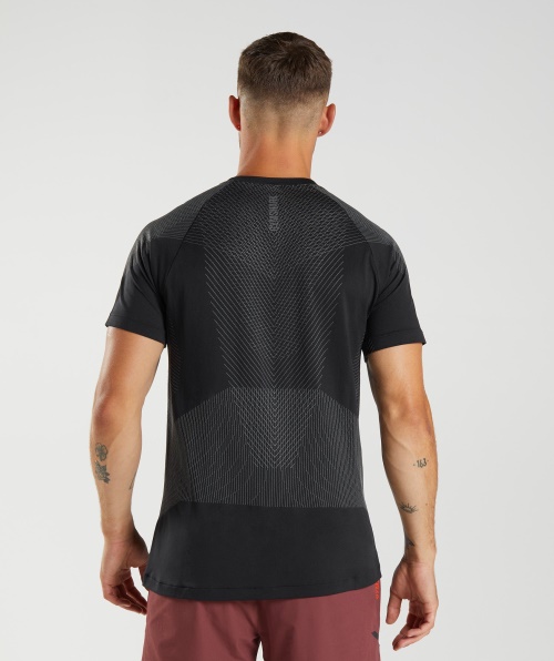 Camiseta Sem Costura Gymshark Apex Preto-silhueta Cinza