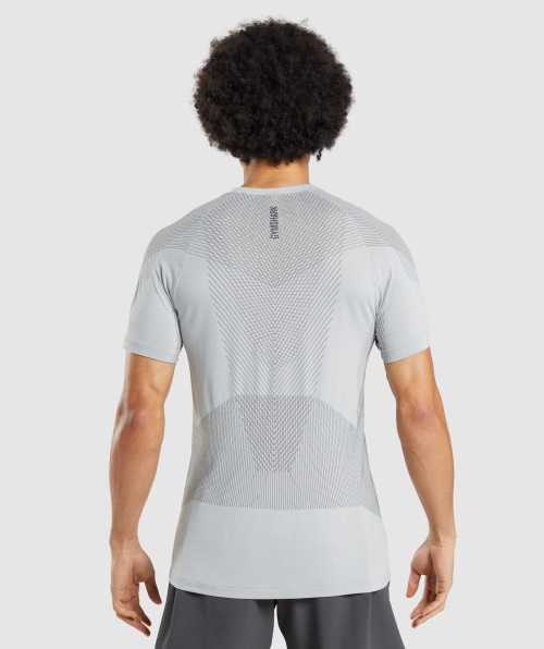 Camiseta Sem Costura Gymshark Apex Cinza Claro Cinza ônix