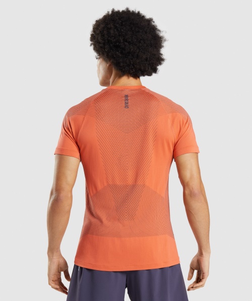 Camiseta Sem Costura Gymshark Apex Mamão Laranja-ônix Cinza