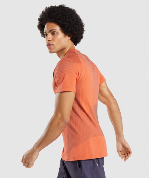 Camiseta Sem Costura Gymshark Apex Mamão Laranja-ônix Cinza